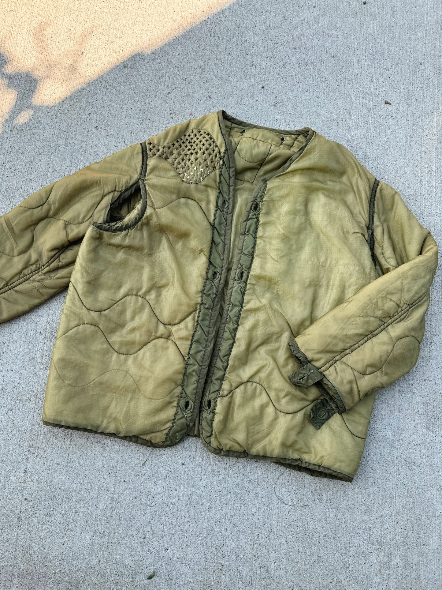 Vintage Reworked Green Quilted Jacket Liner