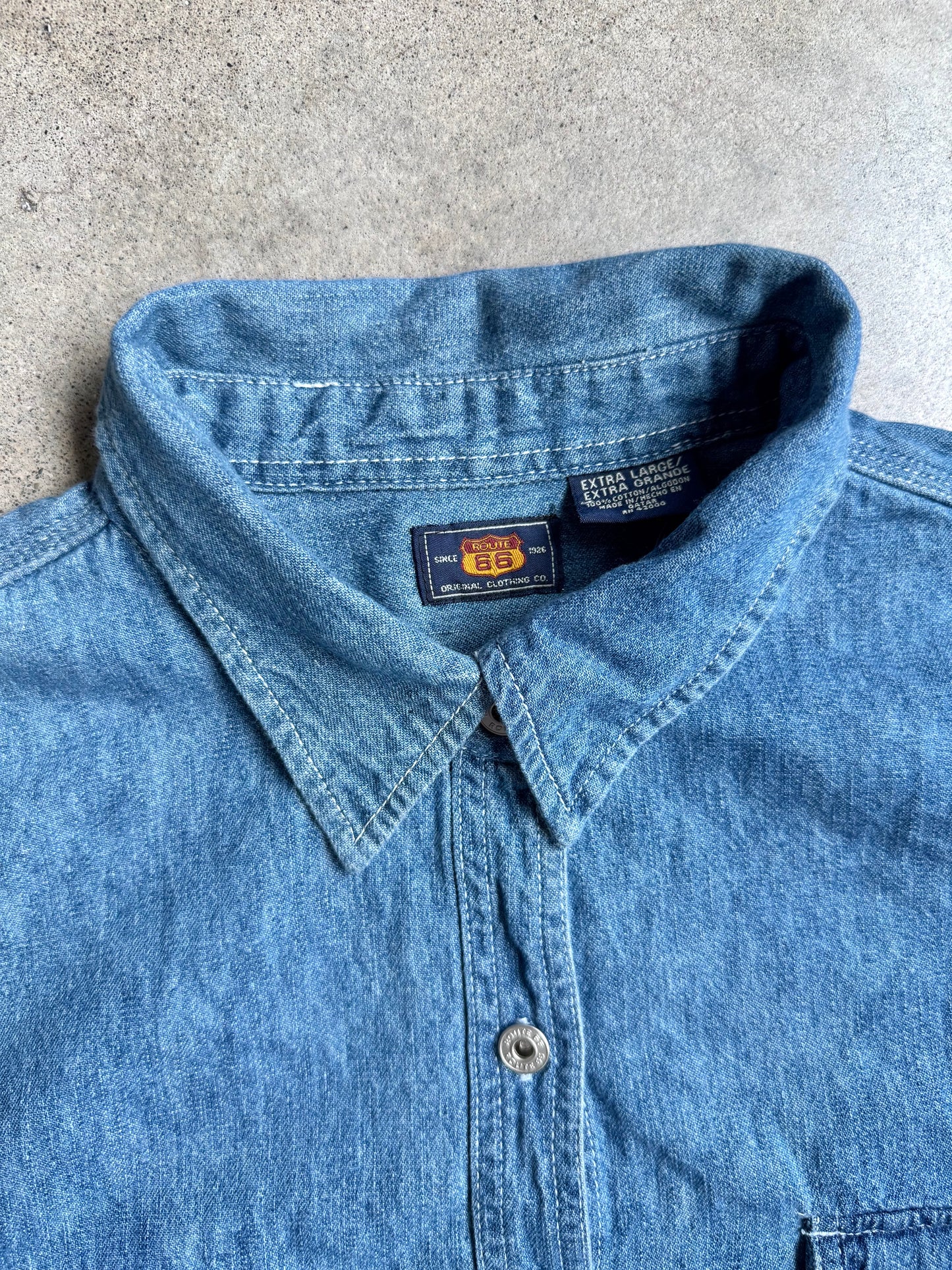 Vintage 1990s Route 66 Denim Utility Shirt | XL