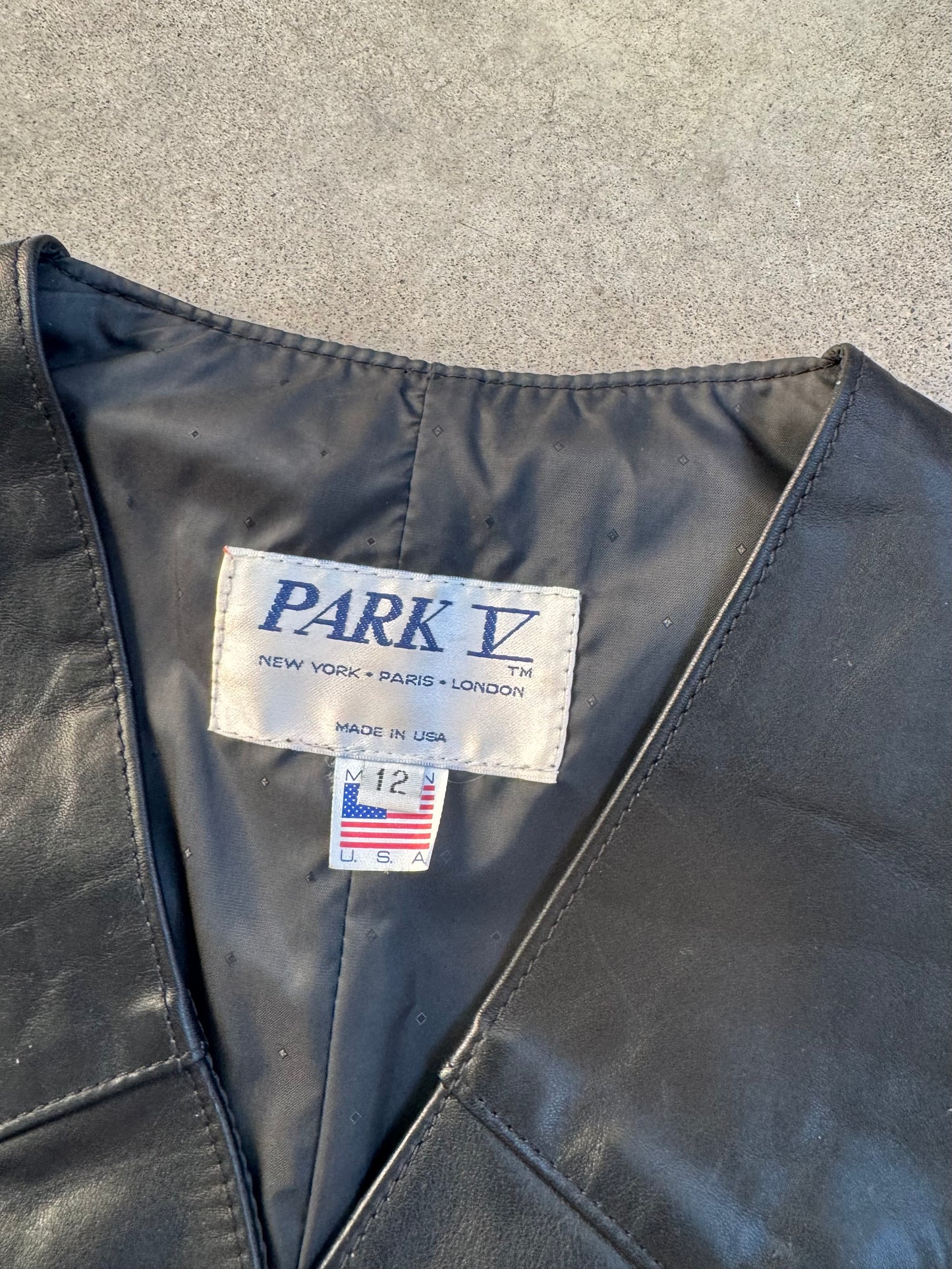 Vintage 1990s Park V “Dixie Highway” Black Leather Lace-Up Motorcycle Vest | Small