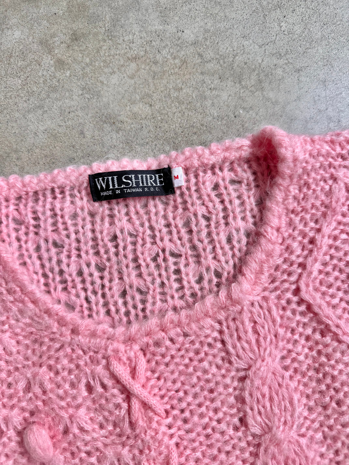 Vintage 1980s Wilshire Pink Bobble Knit Wool-Blend Sweater | Medium