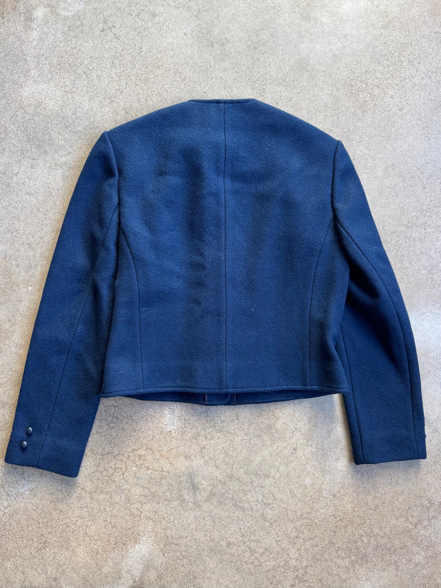 Vintage 1960s Pendleton Navy Blue Wool Cropped Jacket | XS