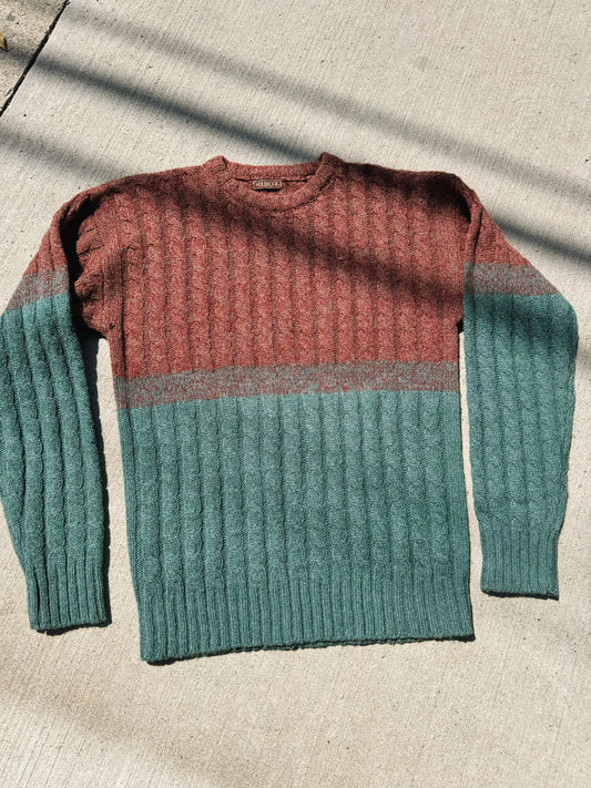 Vintage Holbrook Wool Two-Tone Cable Knit Sweater