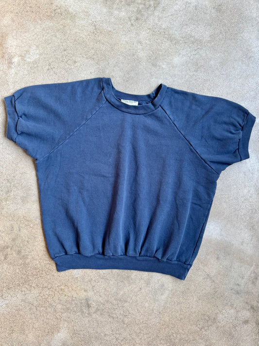 Vintage 1980s/90s Vermont Country Store Navy Short Sleeve Raglan Sweatshirt | XL