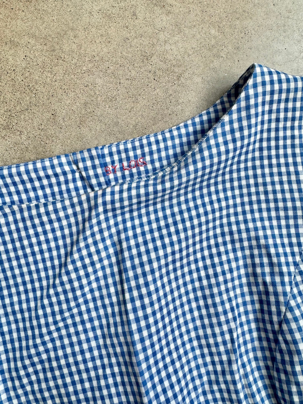 Vintage 1960s Handmade Blue Gingham Two-Piece Skirt Set | XS/S