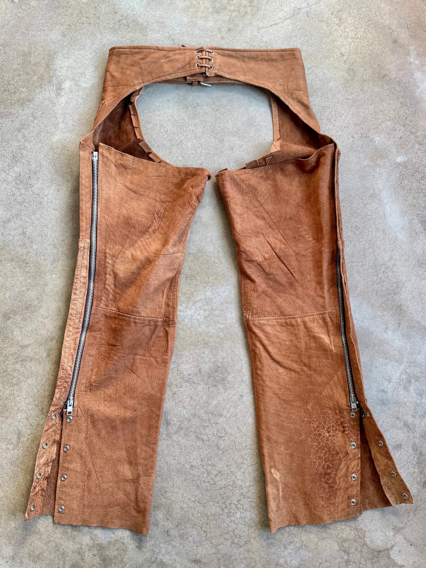 Vintage 1990s Leather Wear Brown Suede Western Chaps | XXL