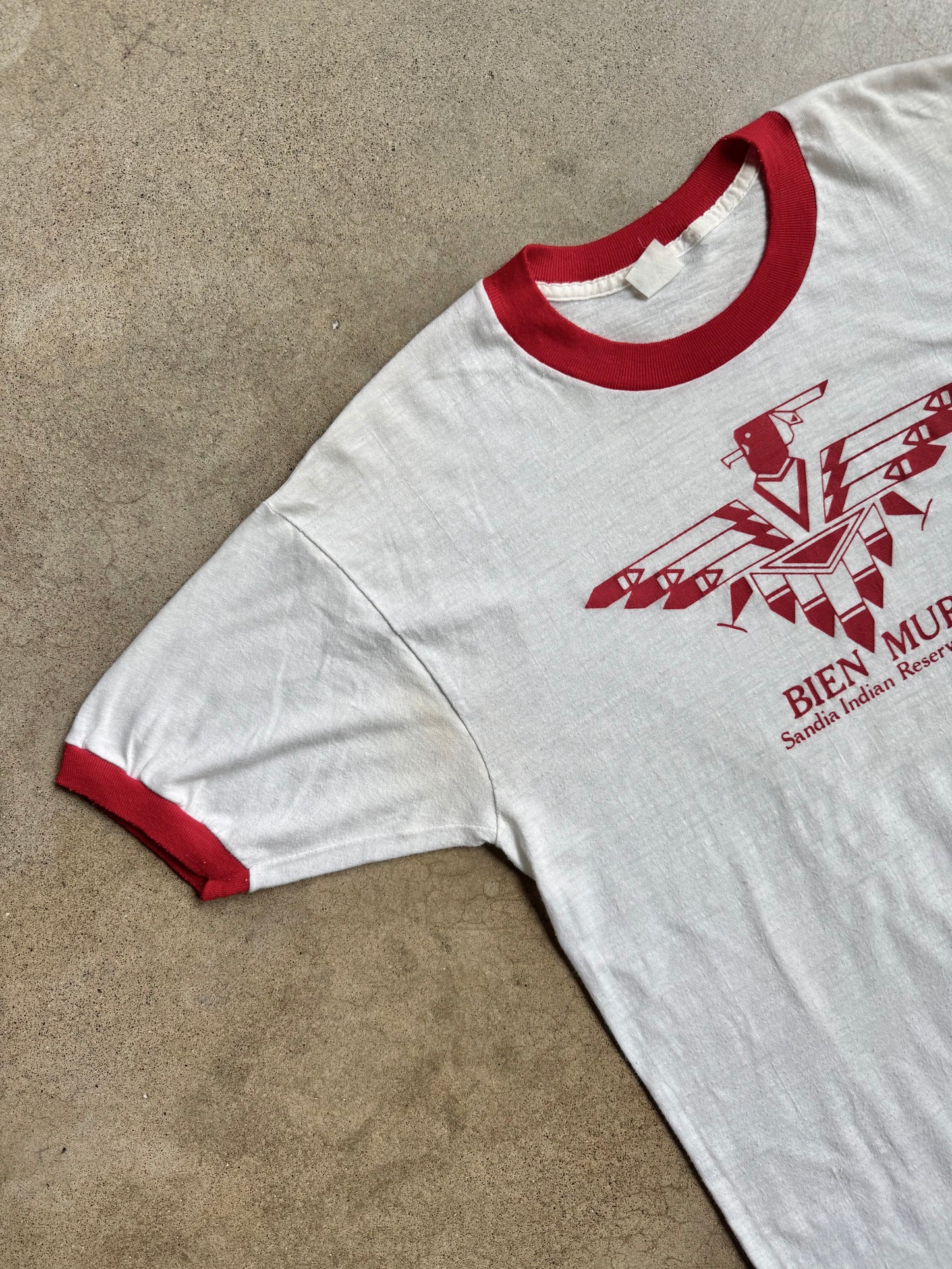 Vintage 1980s Bien Mur Sandia Indian Reservation Ringer Tee | XL