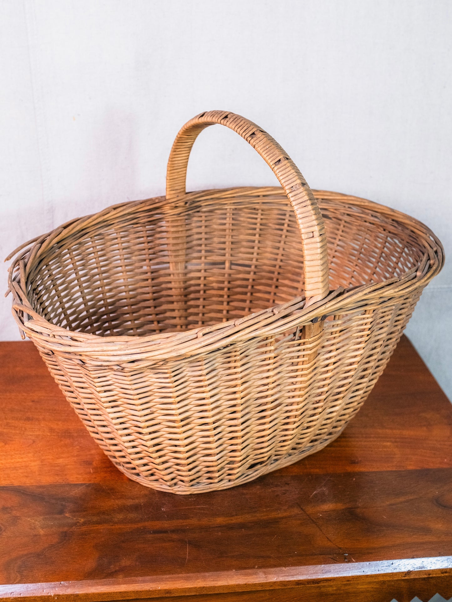 Antique 19th Century Wicker Market Basket w/ Handle