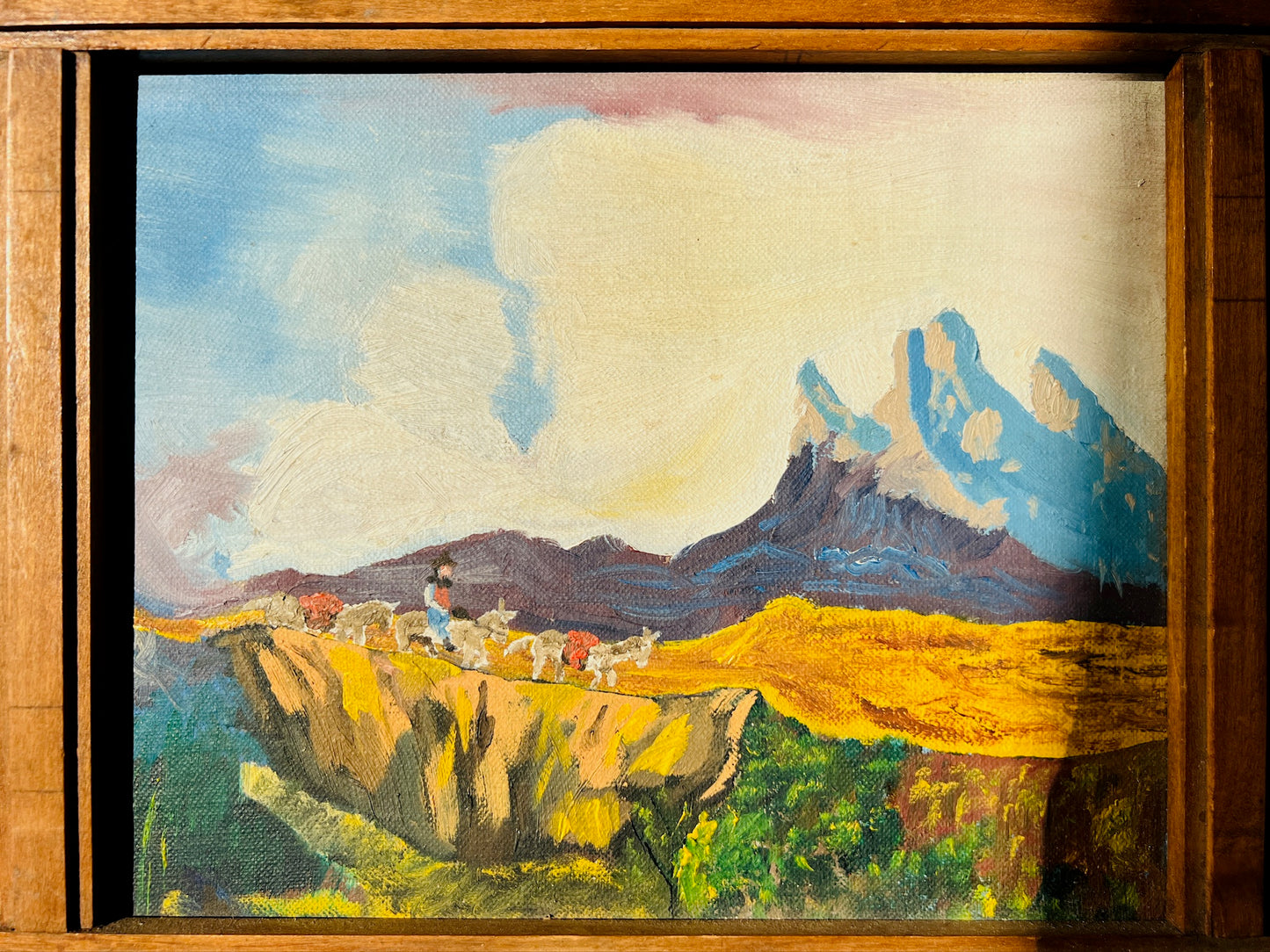 Vintage 1959 Framed Old West Mountain Landscape Painting