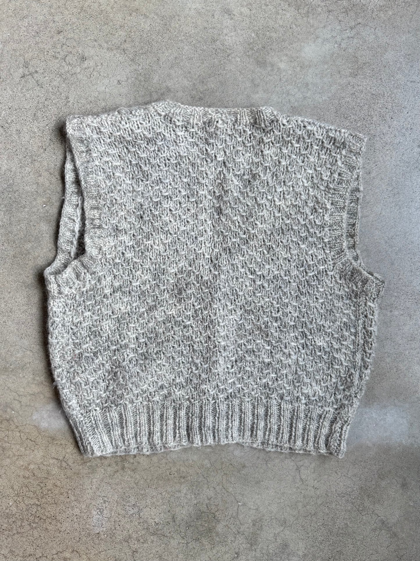 Vintage 1960s Handmade Grey Wool Knit Sweater Vest | Medium
