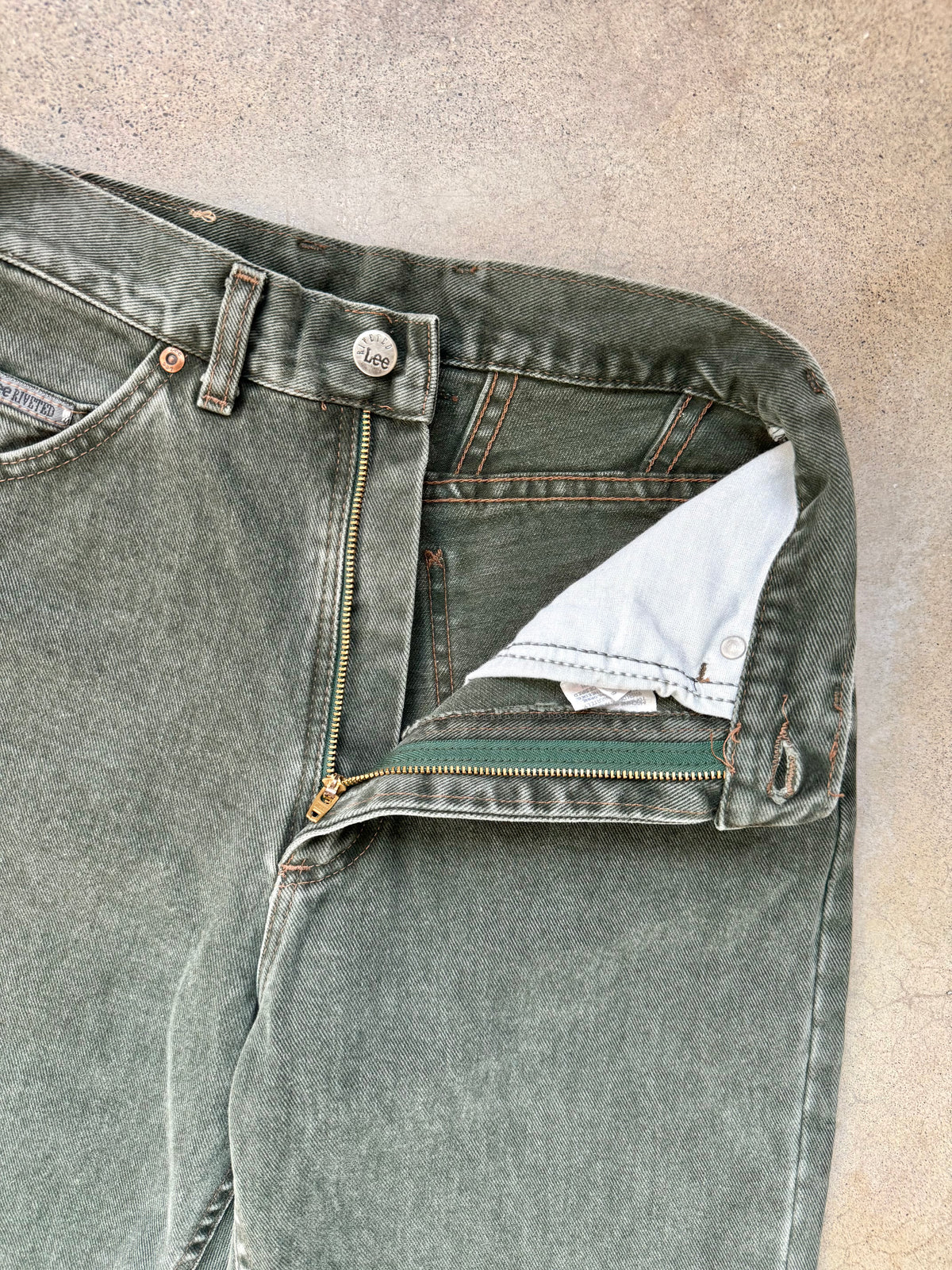 Vintage 1990s Deadstock Lee Riveted Green High-Waisted Jeans | Waist 26”