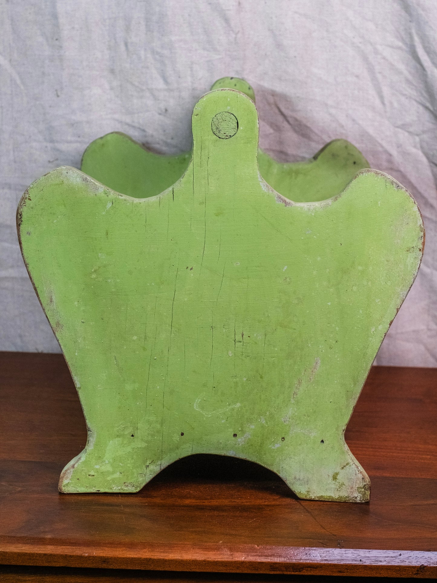 Vintage 1940s Green Wood Firewood Holder