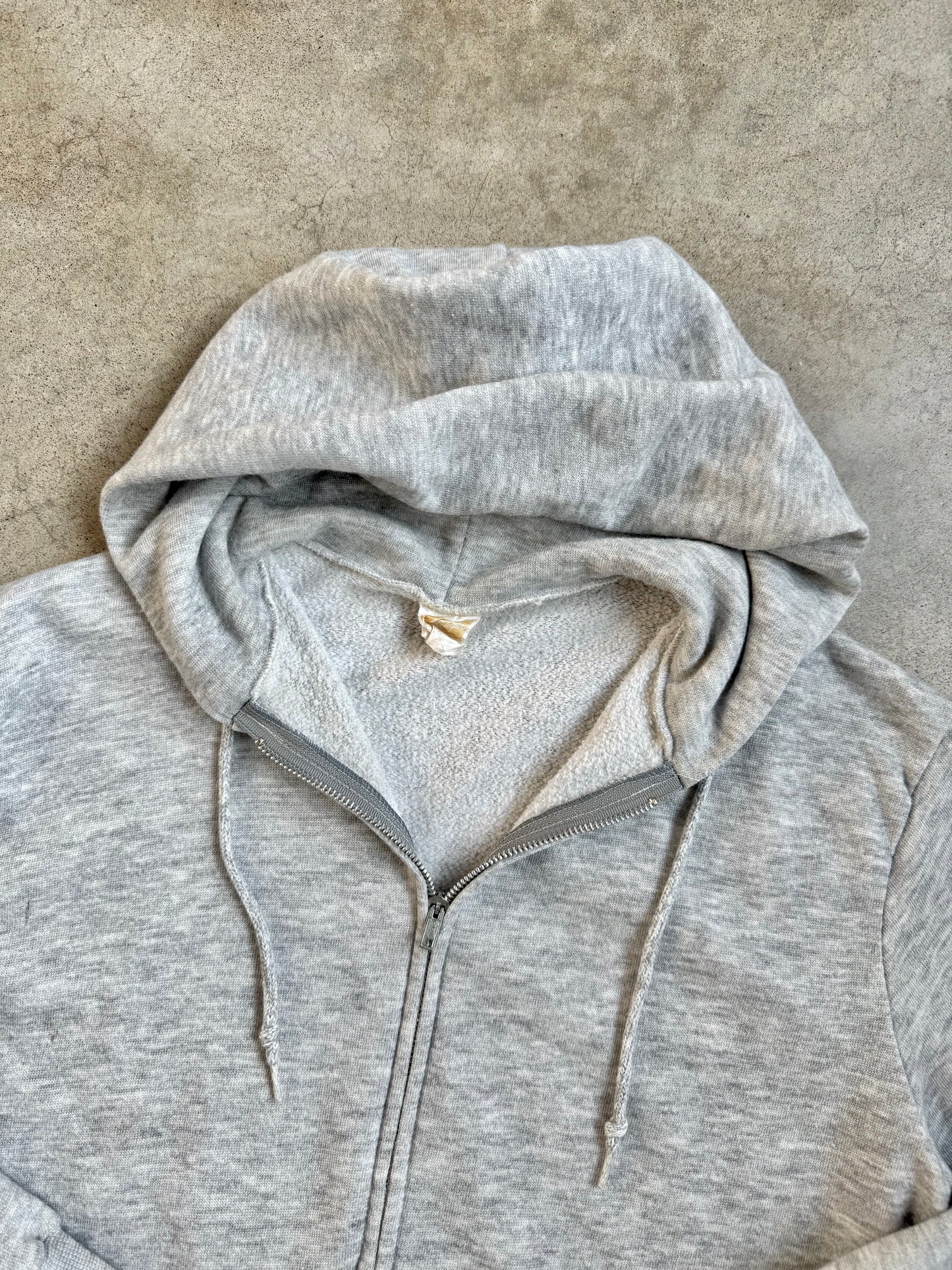 Vintage 1970s Challenger Heather Grey Zip-Up Hoodie | Large