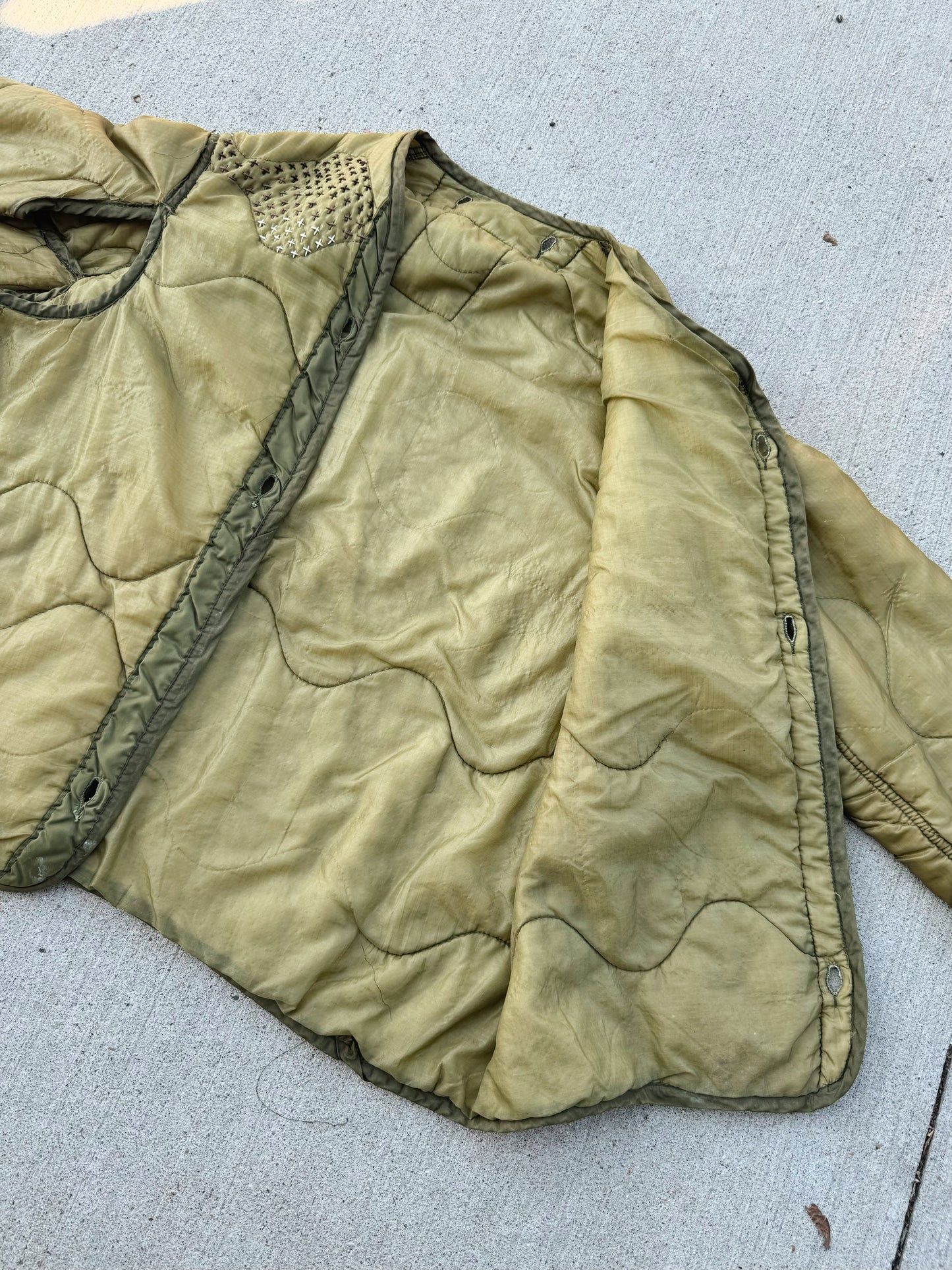 Vintage Reworked Green Quilted Jacket Liner