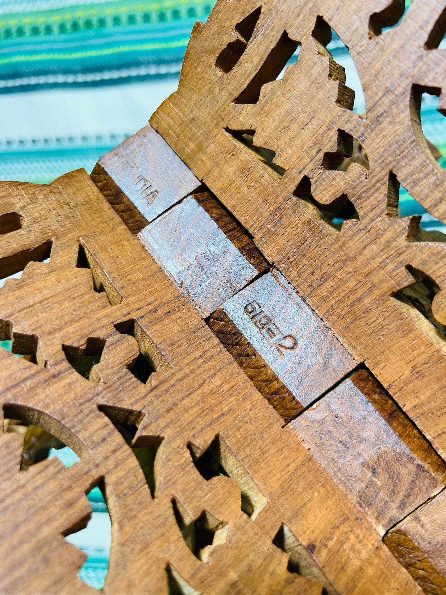 Vintage Carved Teak Wood Folding Book Display