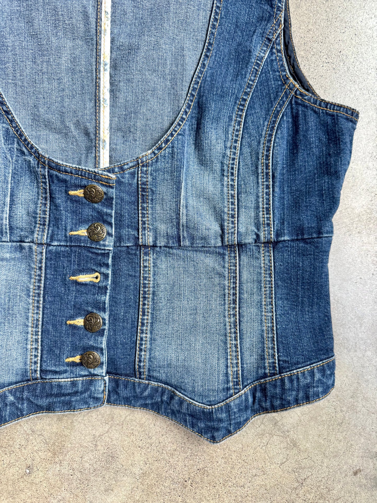 2000s Mixit Medium Wash Denim Corset Vest | Large