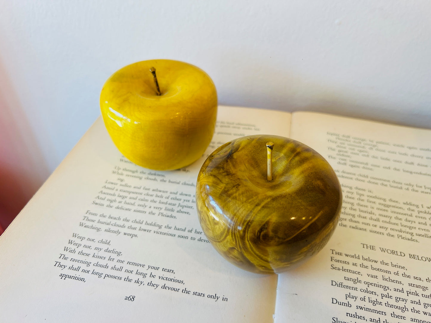 Vintage Chinese Wood Apples | Set of 2