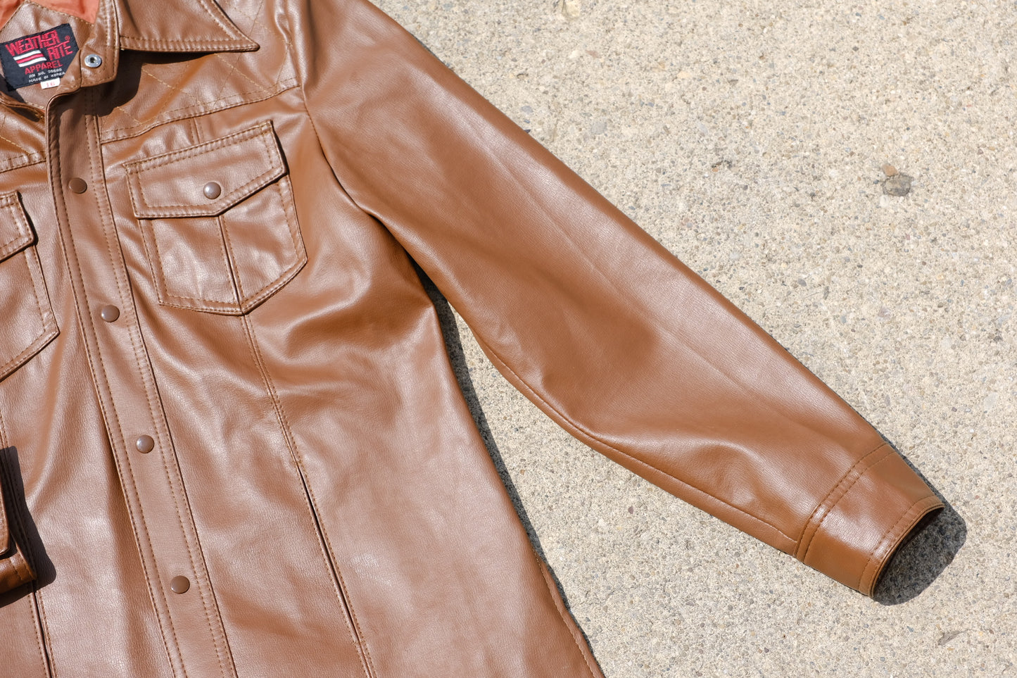 Vintage Weather-Rite Vegan Leather Jacket | Brown/Tan