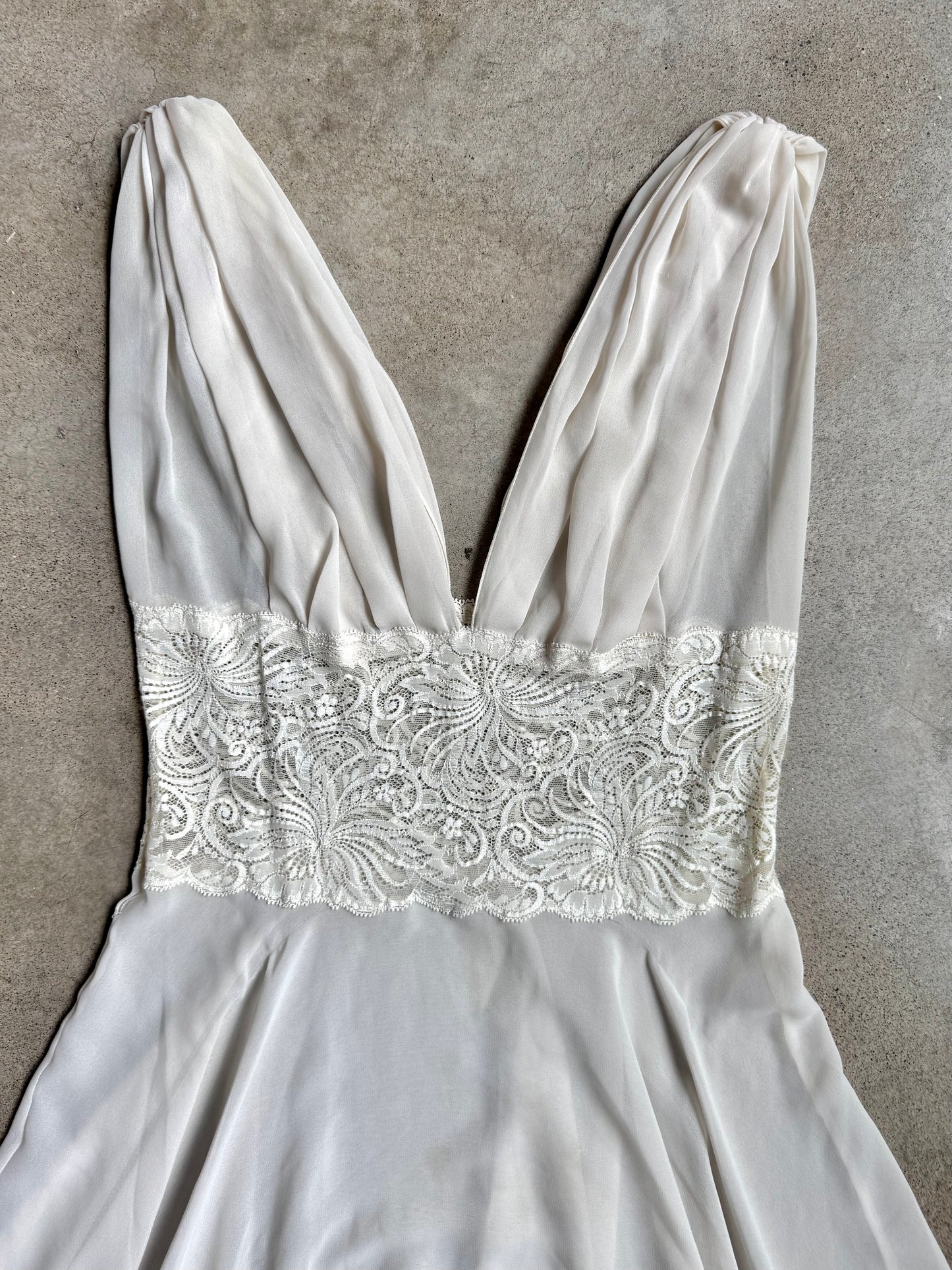 Vintage 1990s Victoria's Secret White Sheer Lace Panel Slip Dress | Medium