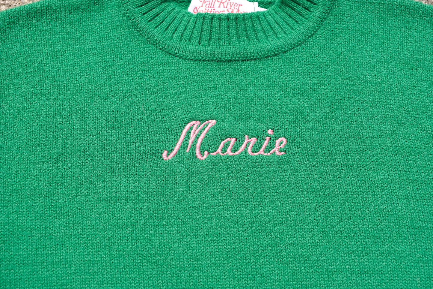 Vintage Fall River Knitting Mills "Marie" Green Sweater