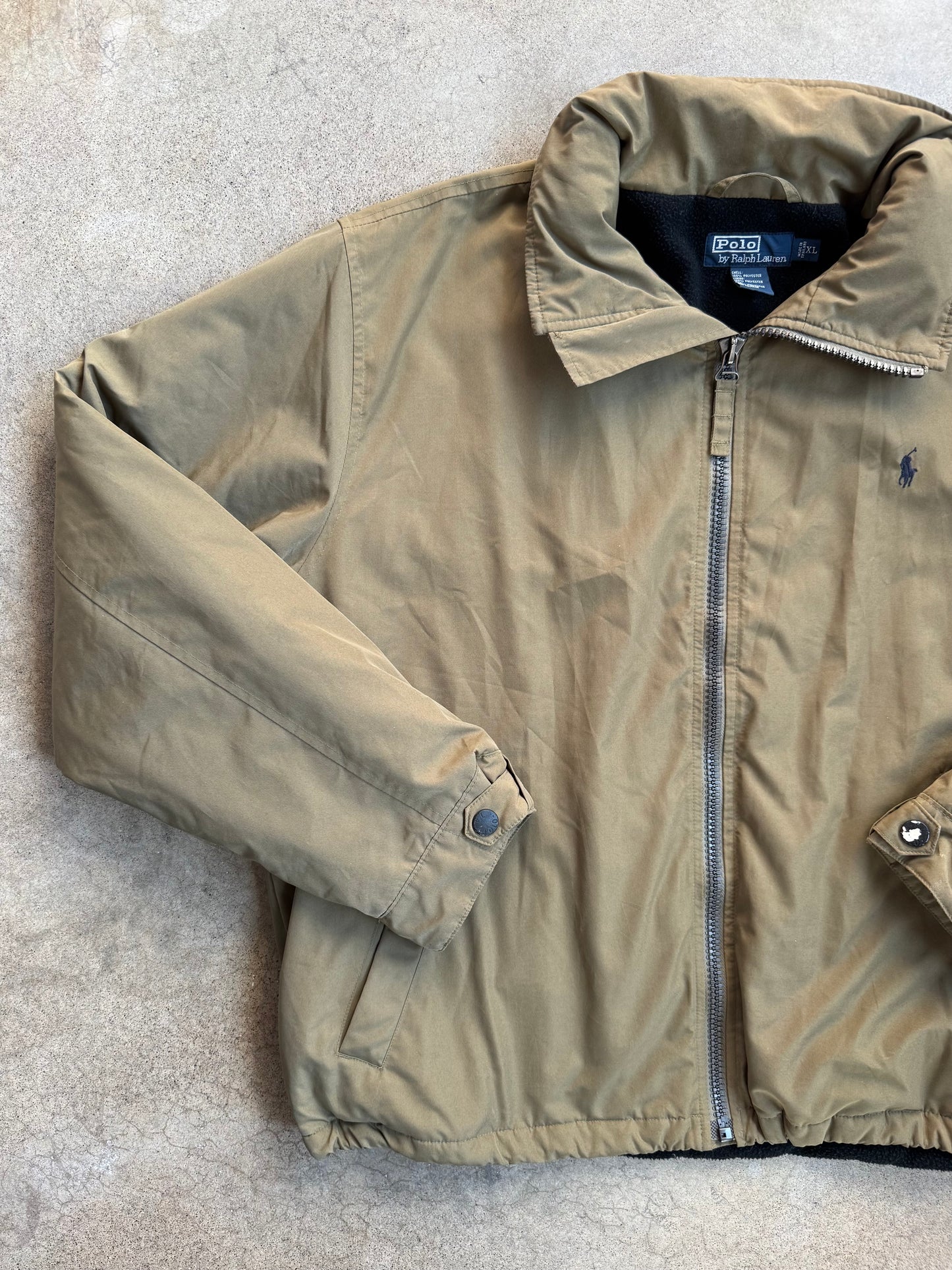 Vintage 1990s Polo Ralph Lauren Olive Green Windbreaker Jacket | XL
