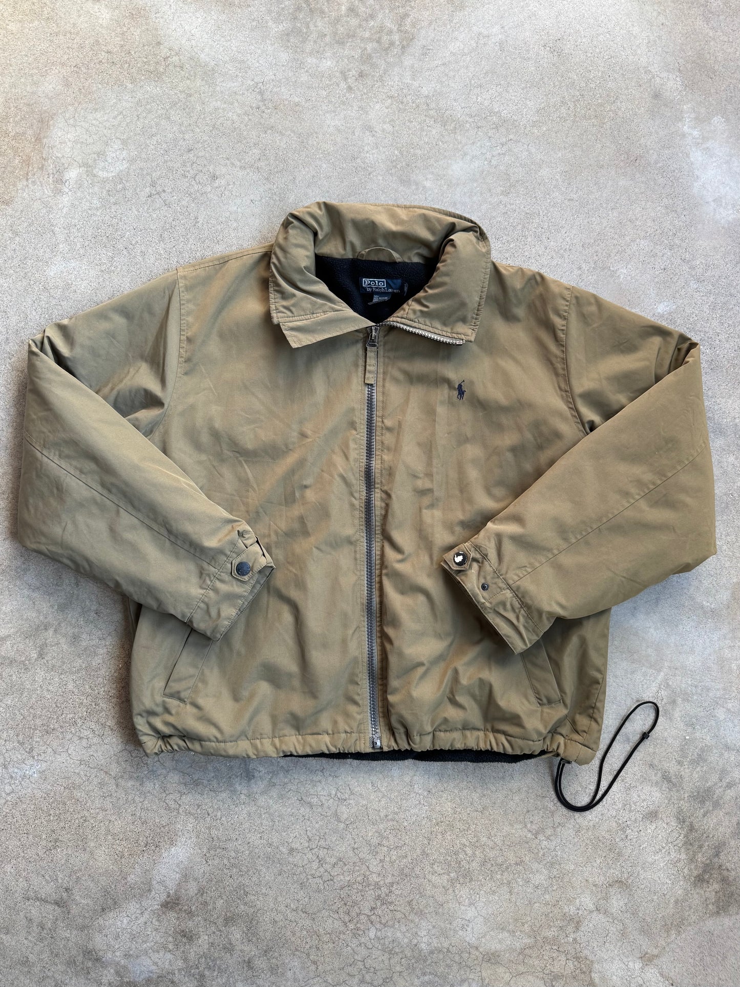 Vintage 1990s Polo Ralph Lauren Olive Green Windbreaker Jacket | XL