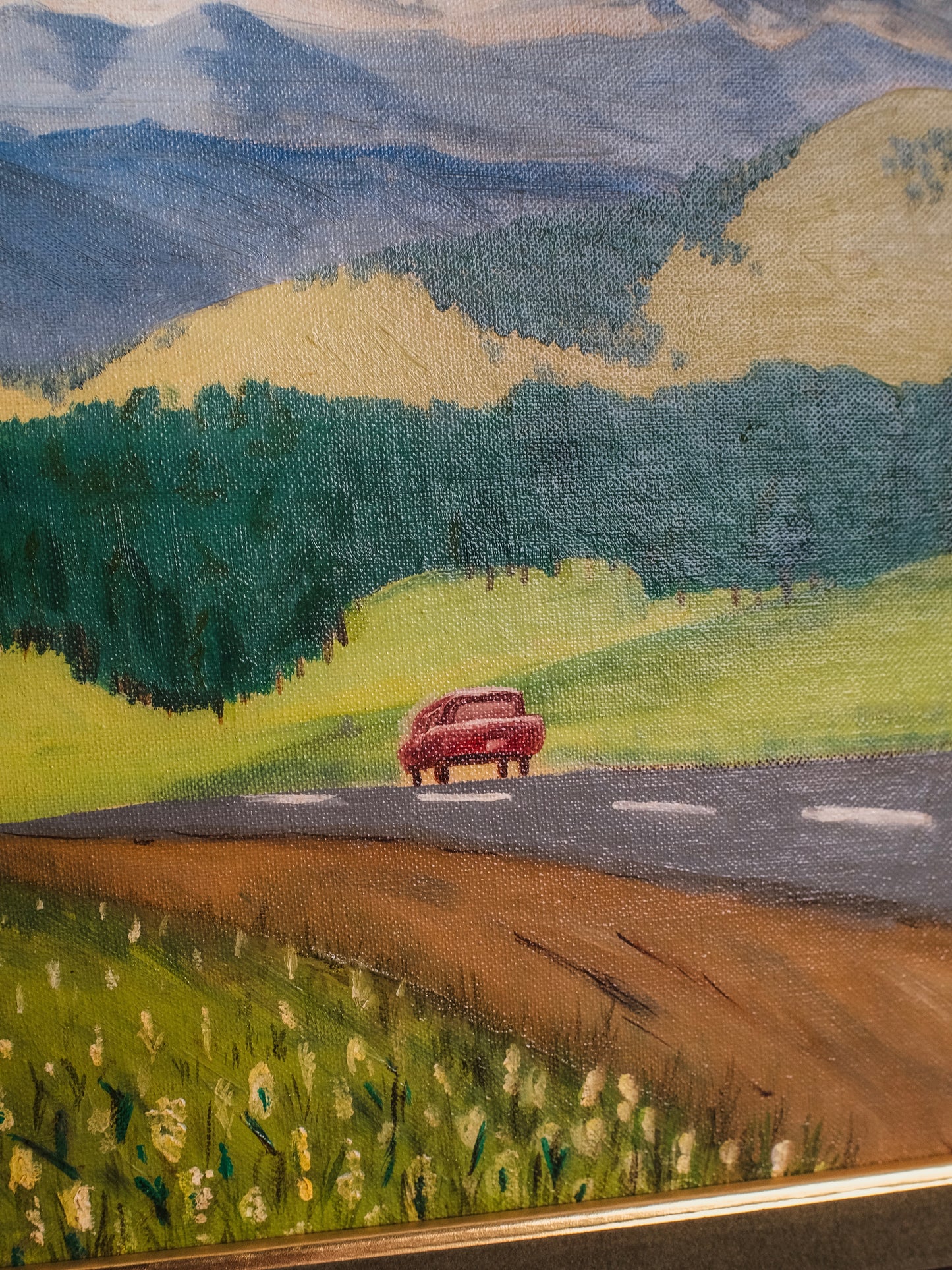 Vintage 1970s Framed & Signed Mountain Landscape Oil Painting