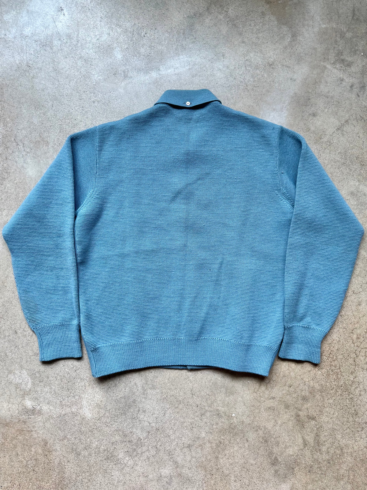 Vintage 1950’s Enzo Puccini Italian Blue Striped Wool Knit Cardigan | Medium