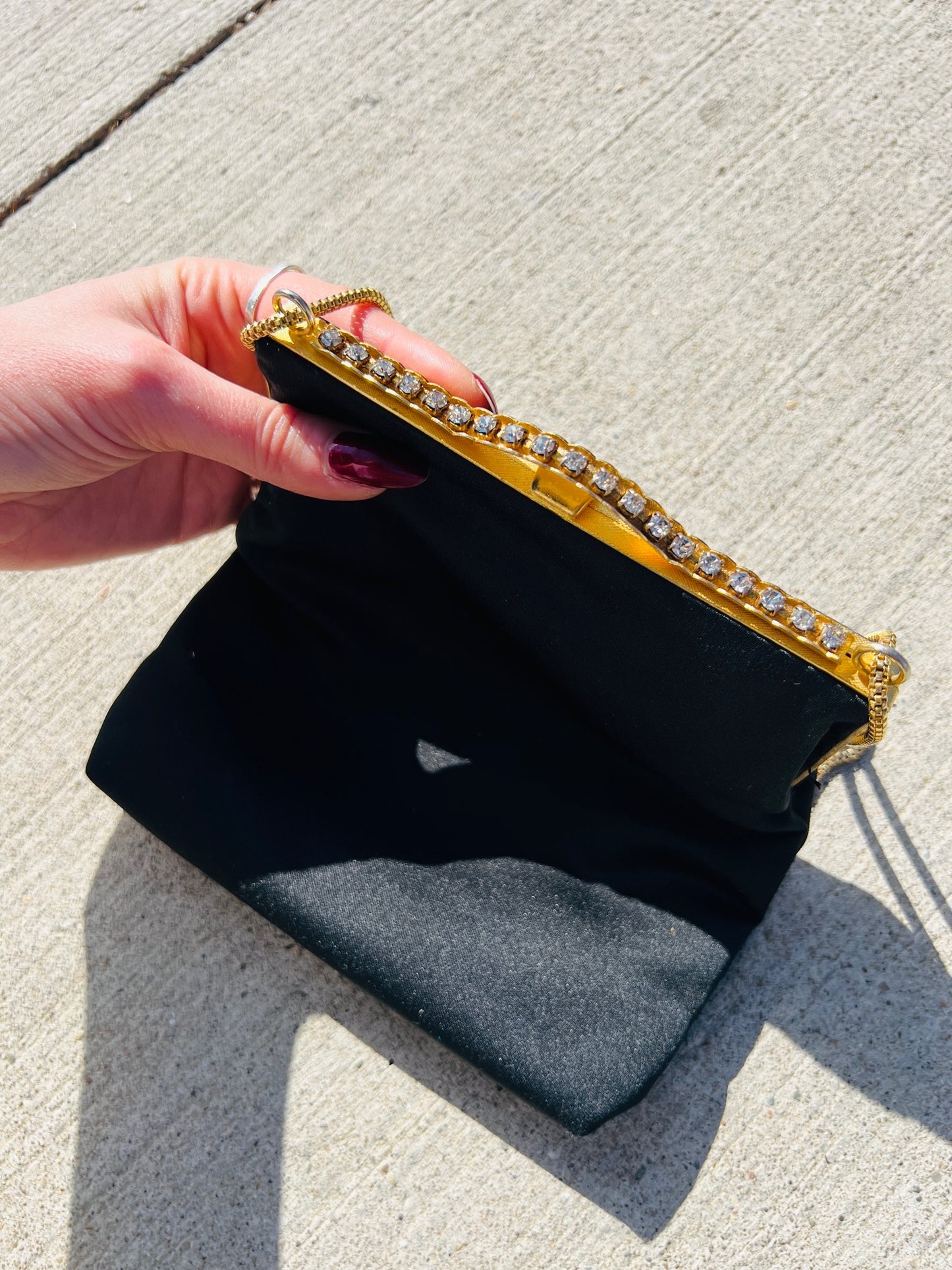 Vintage 1950s Walborg Black Formal Evening Handbag