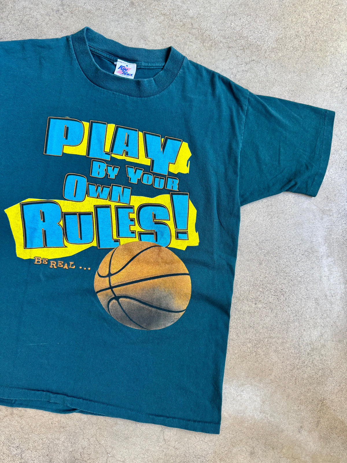 Vintage 1990s “Play By Your Own Rules” Basketball Graphic Tee | Medium