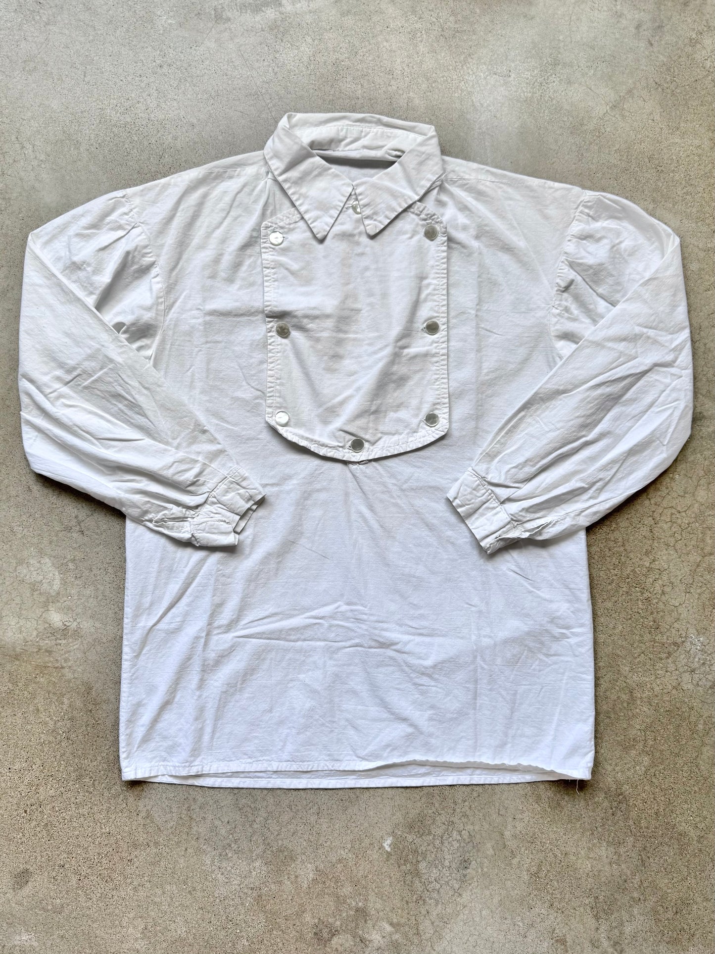 Vintage Handmade White Old West Cavalry Bib Shirt | L/XL
