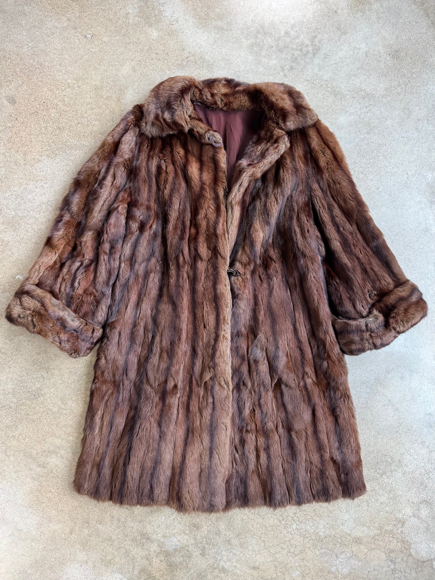 Vintage 1940s Schaffer & Gluck Brown Mink Fur Swing Coat | M/L