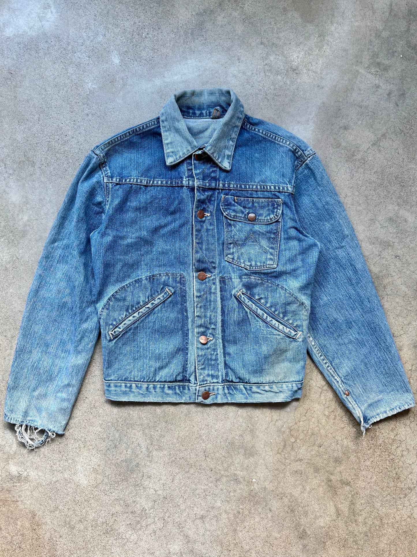 Vintage Wrangler Distressed Denim Jacket | Small