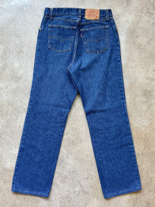 Vintage 1980s Levi’s 501 “Wash ‘Em Hot” Tag Dark Wash Straight Leg Jeans | 30x30