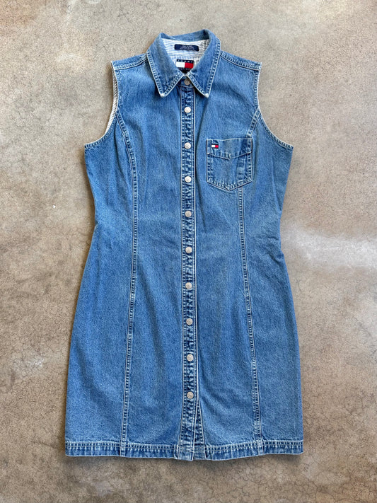 Vintage 1990s Tommy Hilfiger Sleeveless Denim Dress | Medium