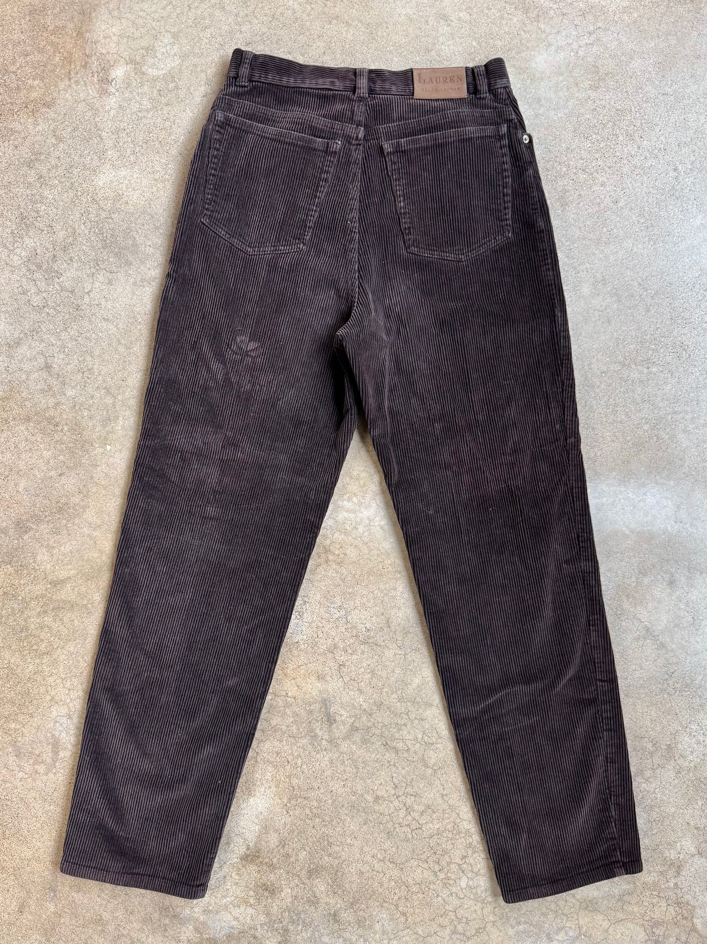 Vintage 1990s Lauren Ralph Lauren Dark Brown Corduroy Pants | Waist 28”