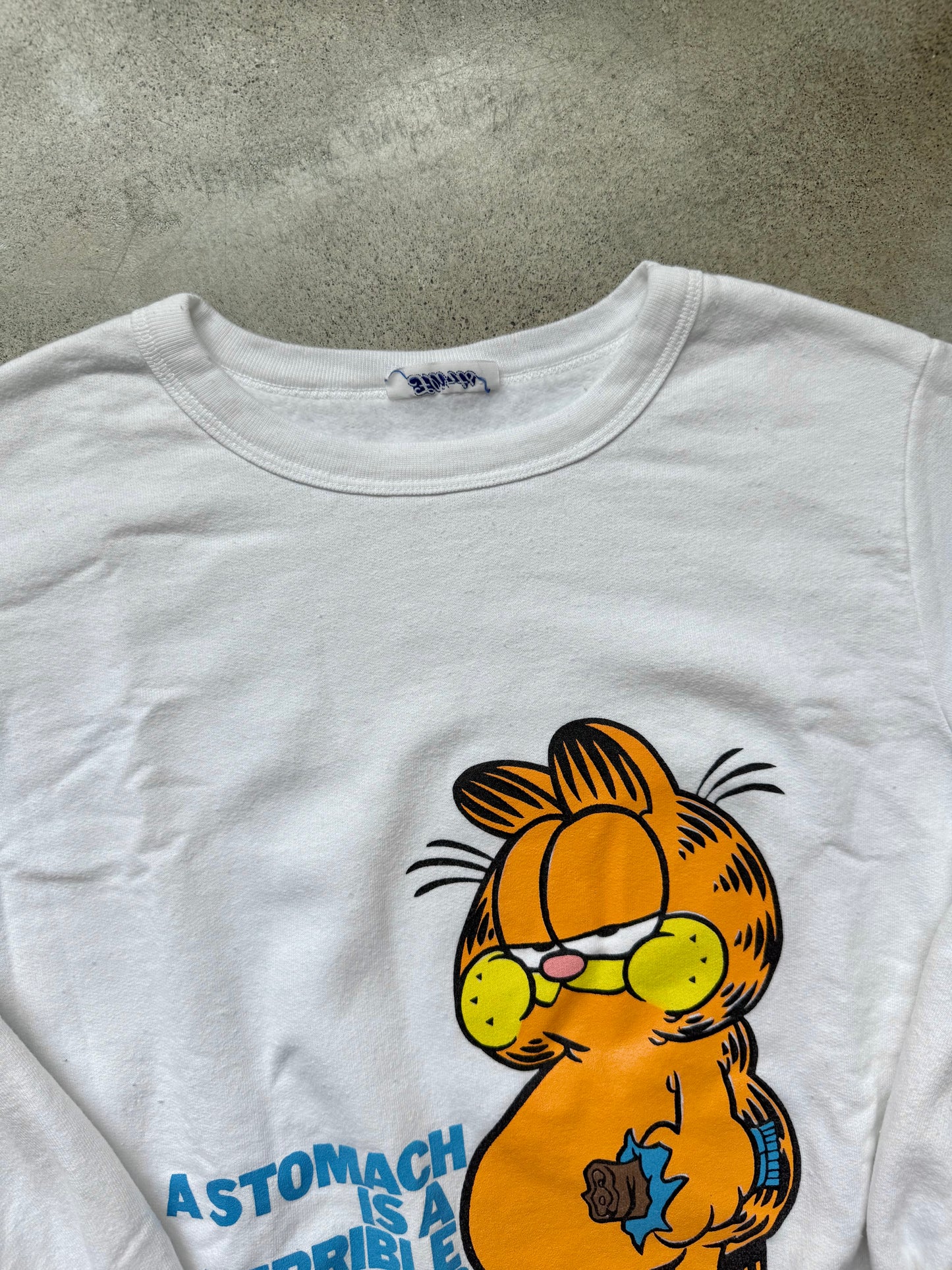 Vintage 1978 Garfield “A Stomach is a Terrible Thing to Waste” Graphic Sweatshirt | Large