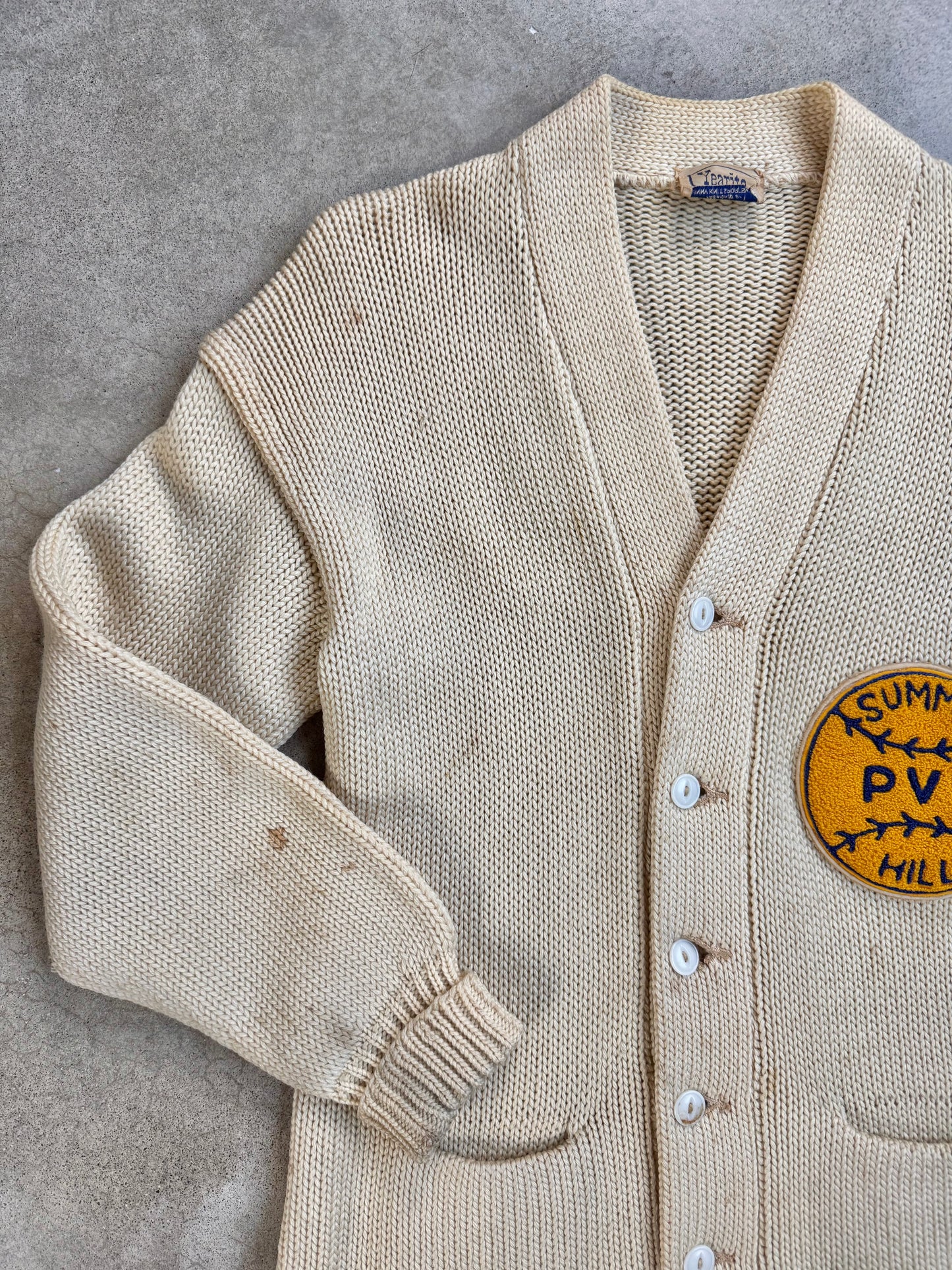 Vintage 1940s Yearite Summit Hill Patched Varsity Cardigan Sweater | Medium