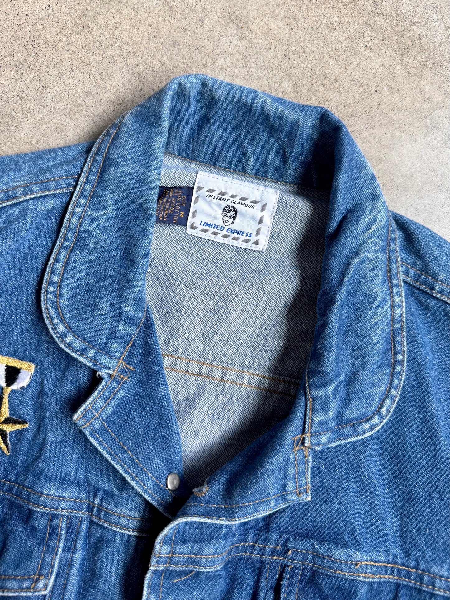 Vintage 1990s Limited Express Patched Denim Trucker Jacket | Medium