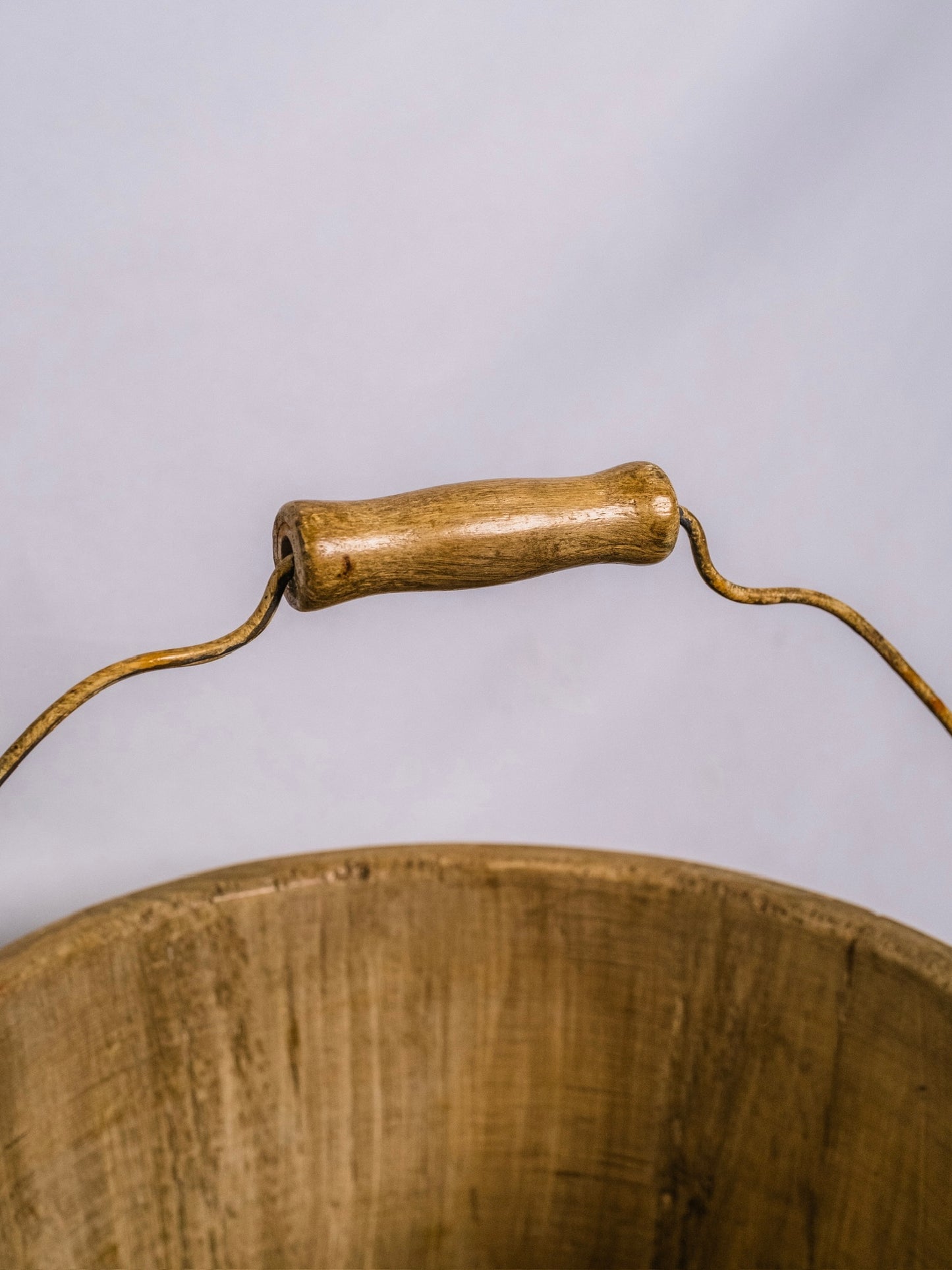 Vintage 1960s Handmade & Hand-Painted Tole Pattern Primitive Bucket w/ Handle