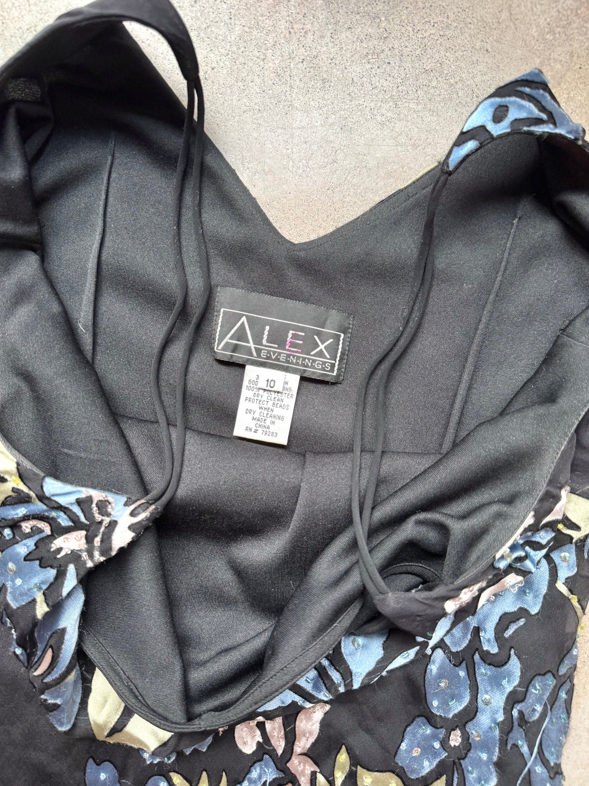 Vintage 1990s Alex Evenings Floral Beaded Silk-Blend Maxi Dress | Medium