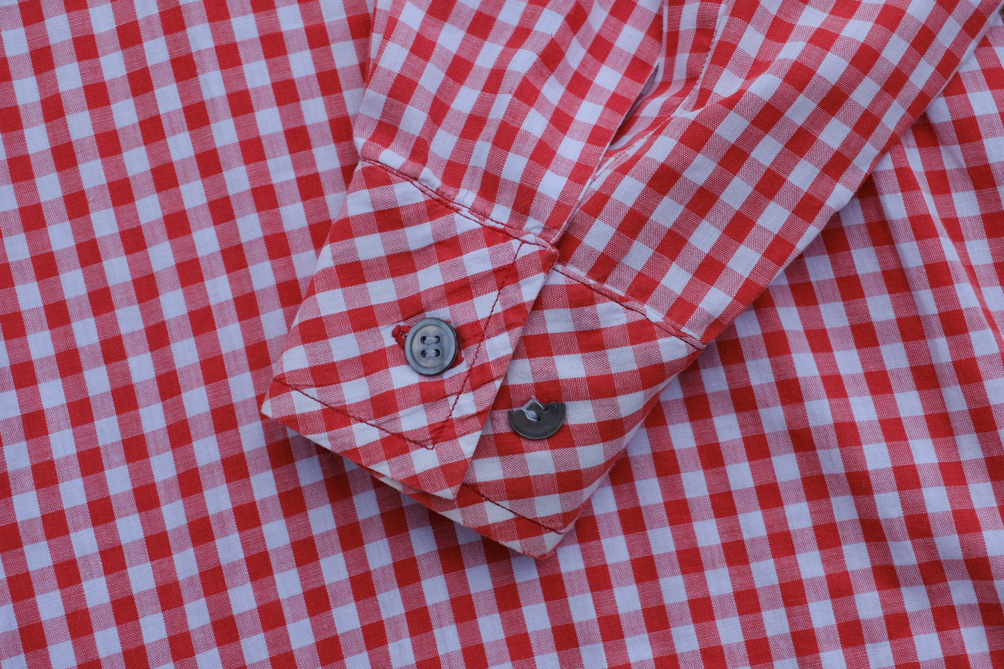 Vintage Red Gingham Long Sleeve Button-Up