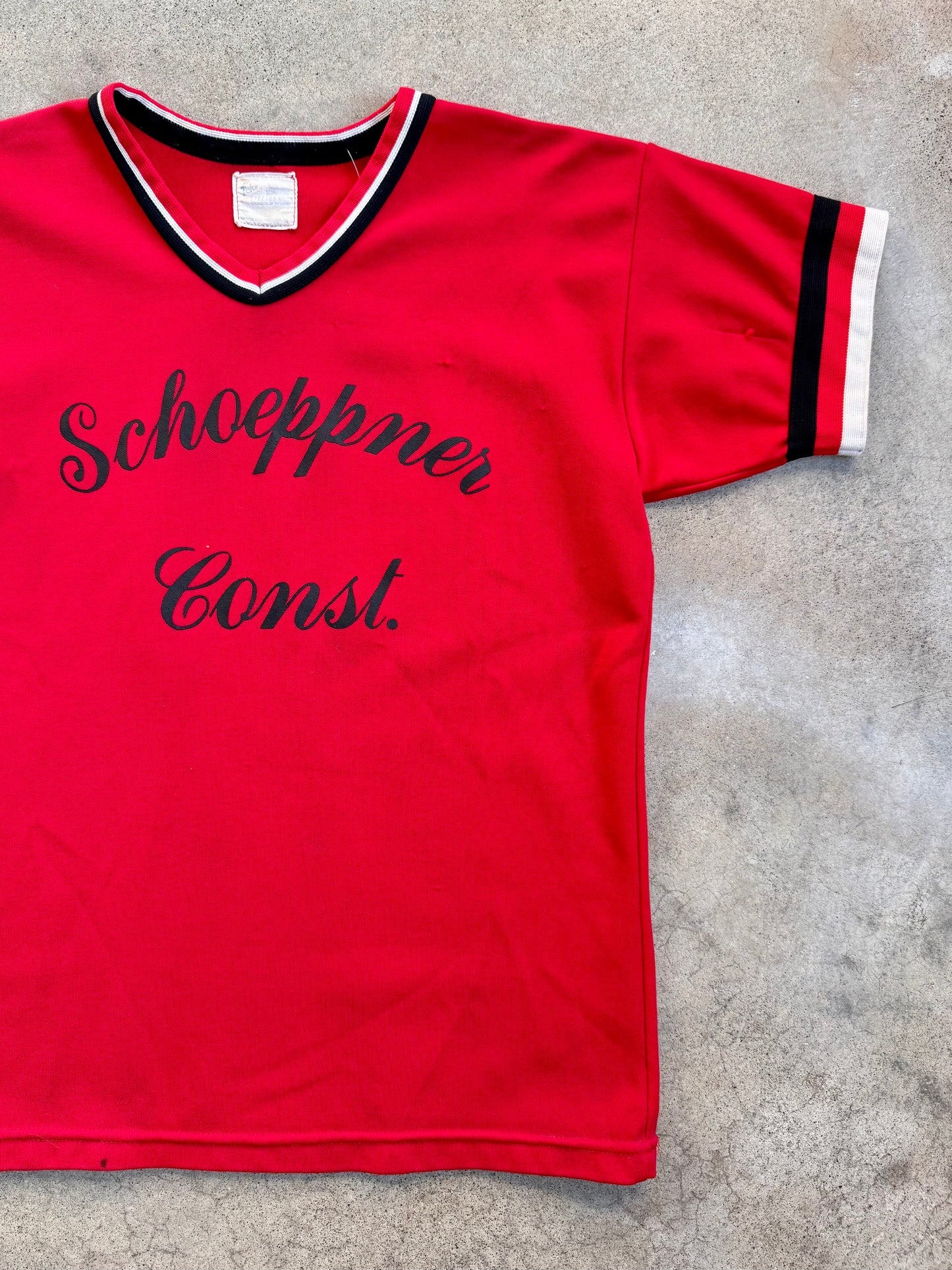 Vintage Felco Schoeppner Construction Red Baseball Jersey | S/M
