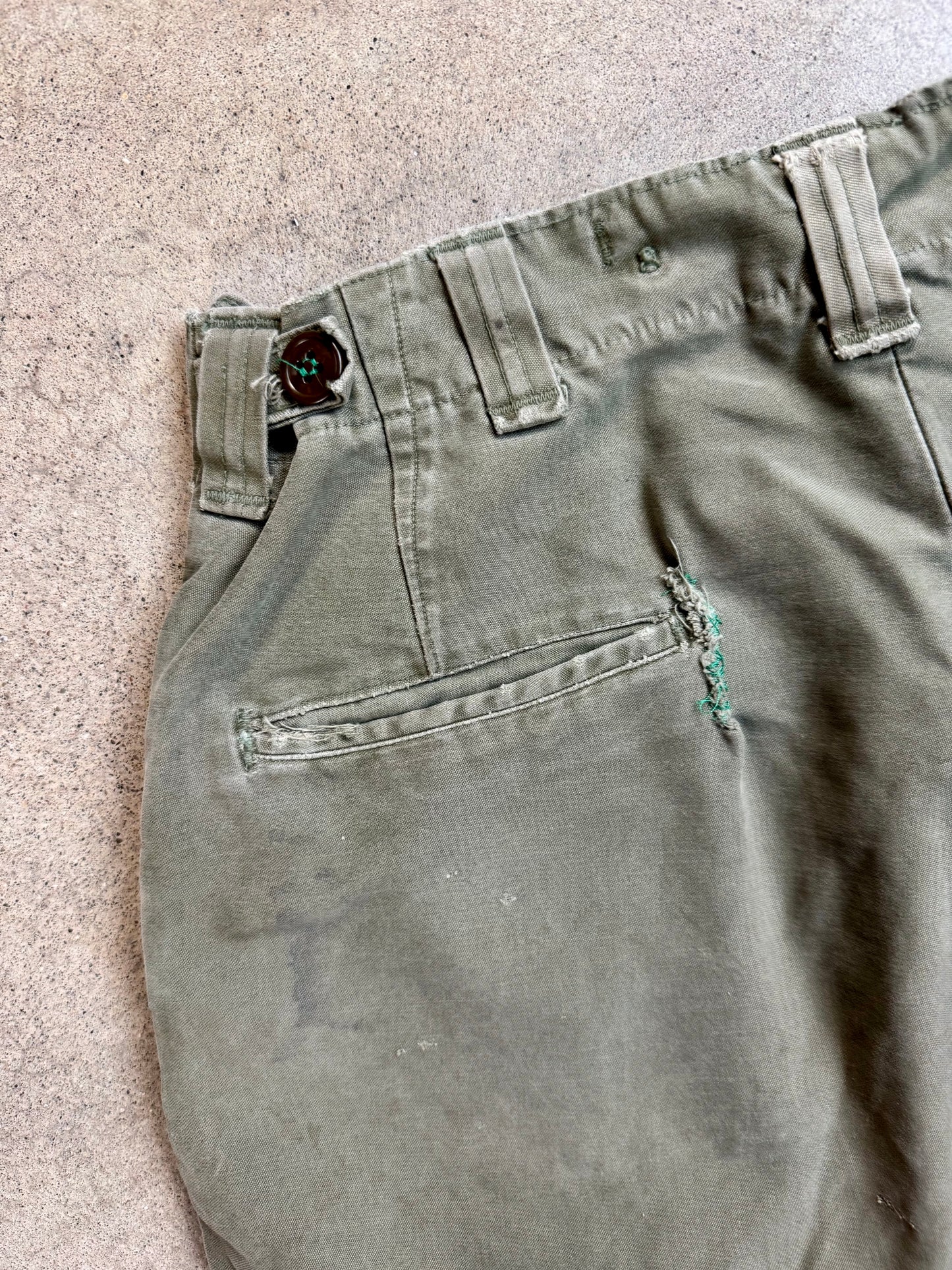 Vintage 1940s WW2 U.S. Military Distressed Cotton Field Trousers | Waist 30”