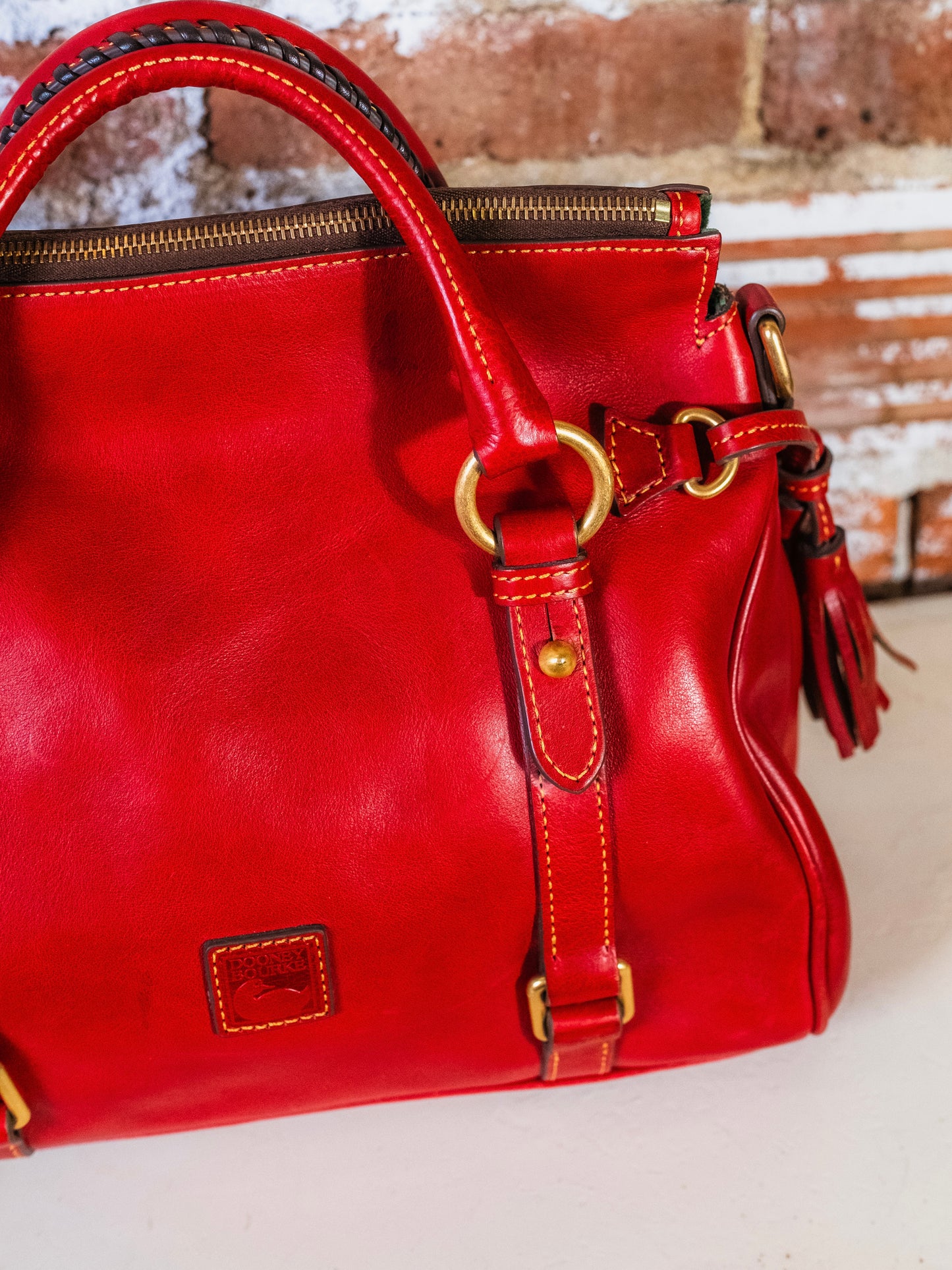 Dooney & Bourke Florentine Leather Satchel Bag | Red
