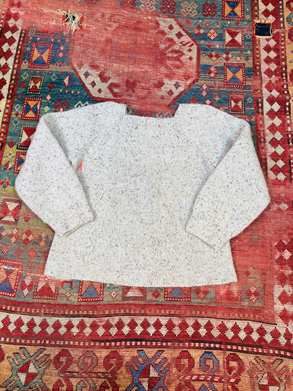 Vintage 1960's Handmade Cream Speckled 100% Wool Sweater
