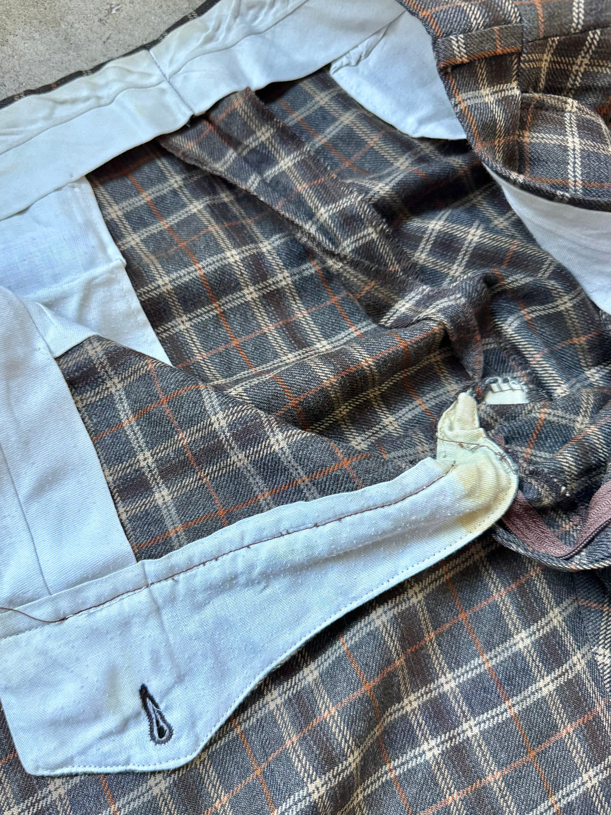 Vintage 1960s The Village Store Brown Plaid Wool-Blend Trousers | Waist 36”