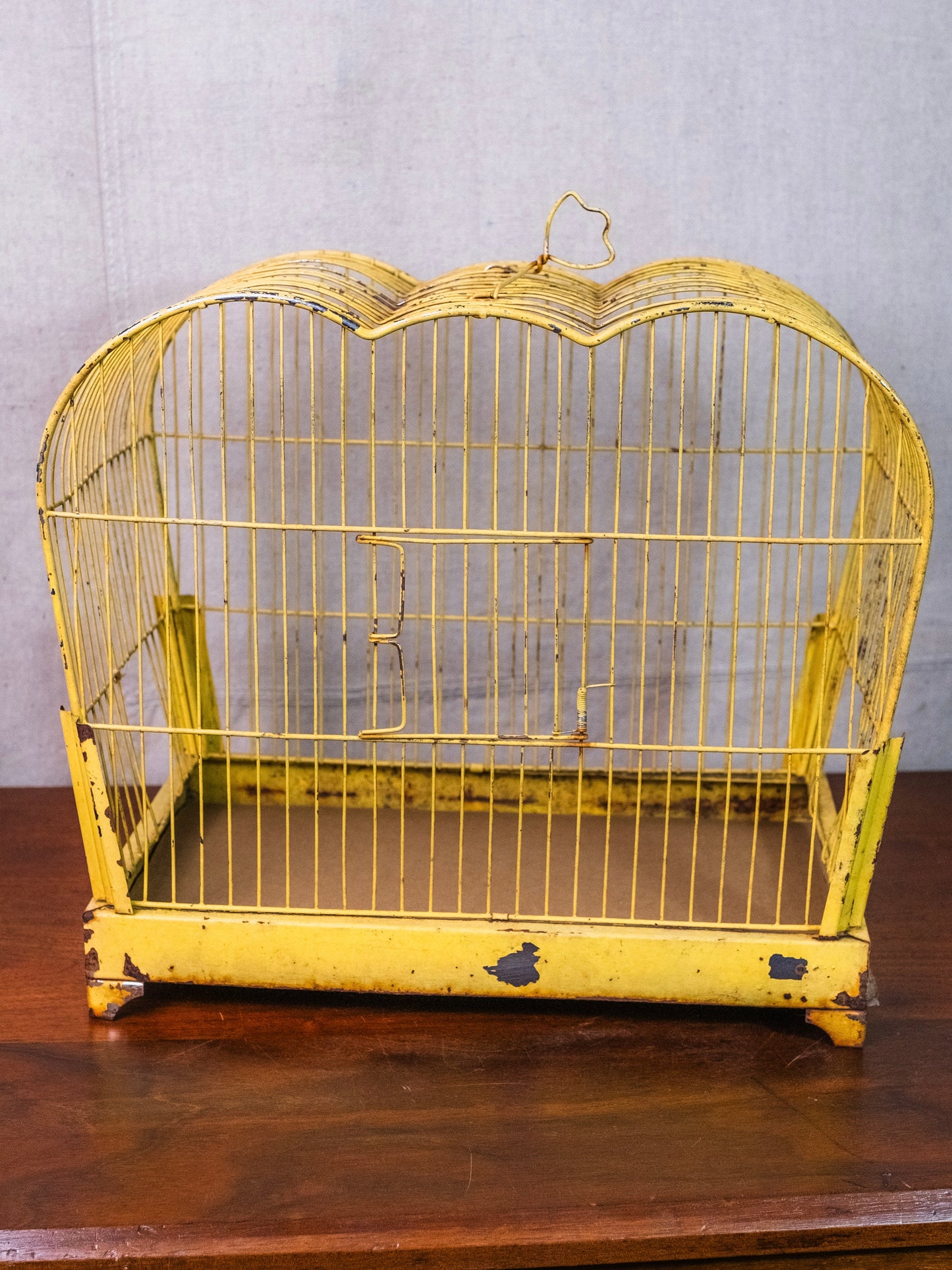 Vintage Yellow Metal Bird Cage