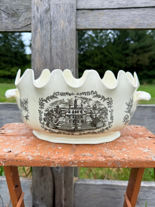 Vintage 1955 Wedgwood Williamsburg Reproduction Ceramic Punch Bowl