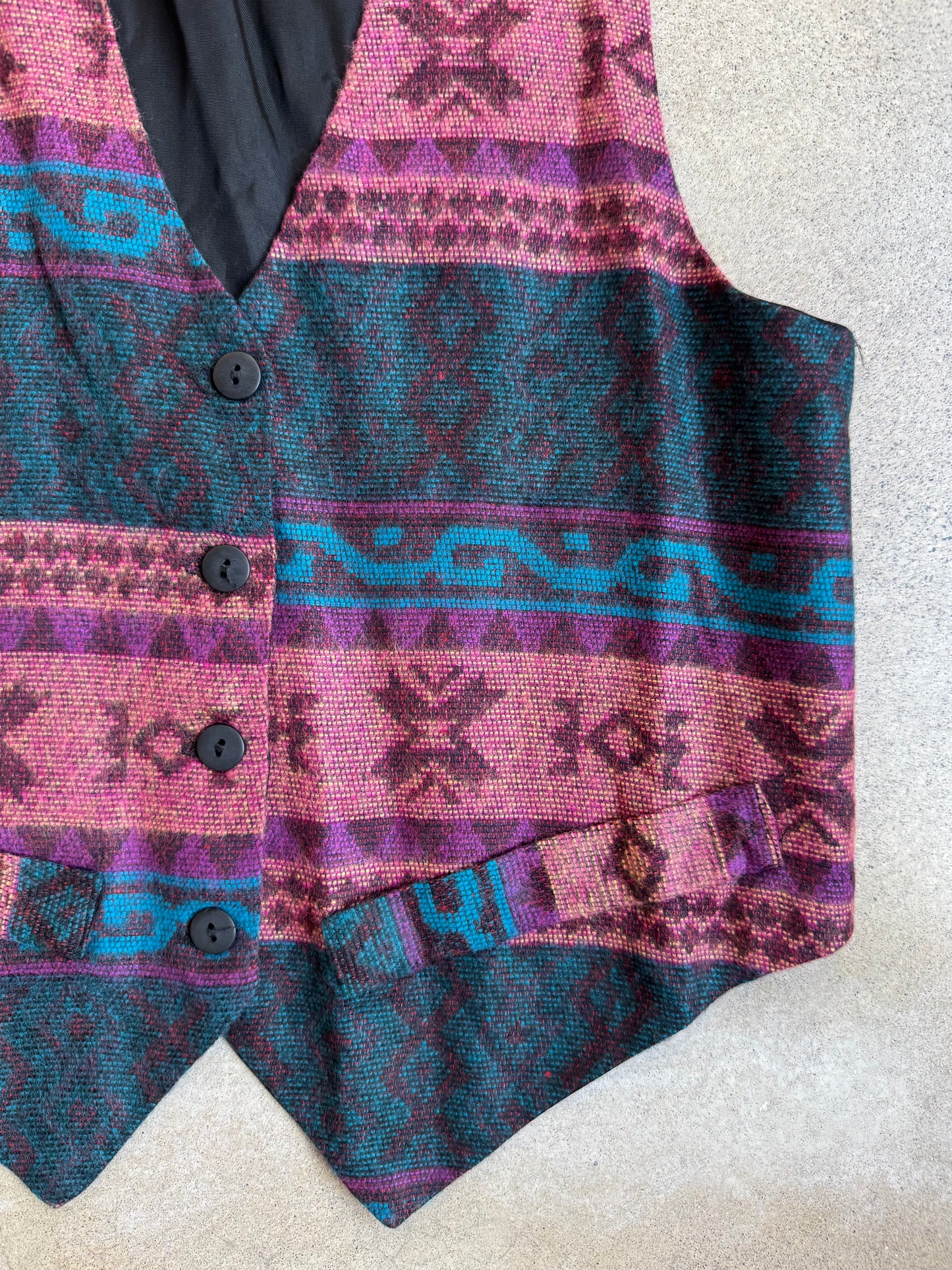 Vintage 1980s Jordache Woven Southwestern Pattern Waistcoat Vest | Small