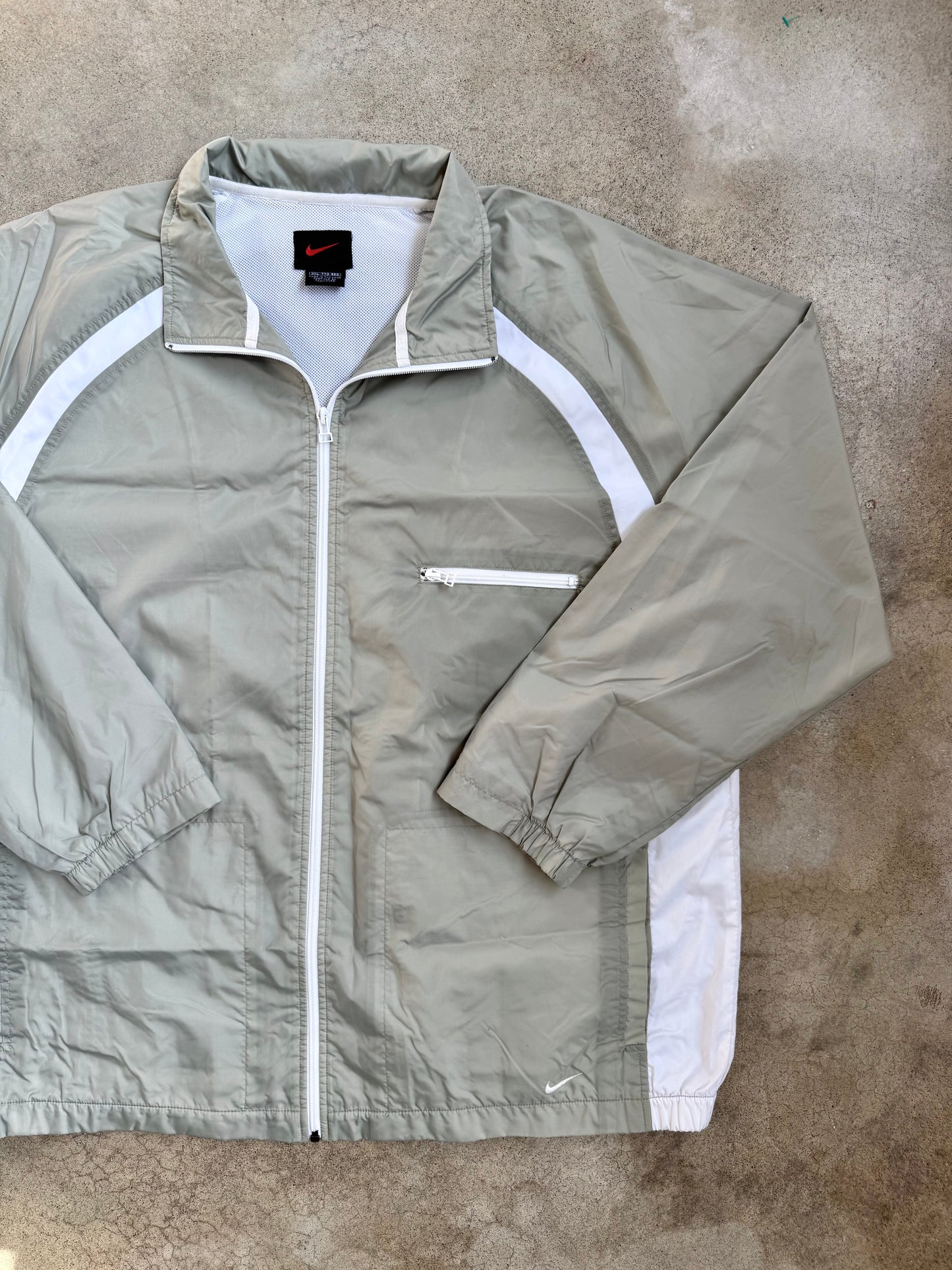 Vintage 1990s Nike Grey & White Zip-Up Windbreaker Jacket | XXL